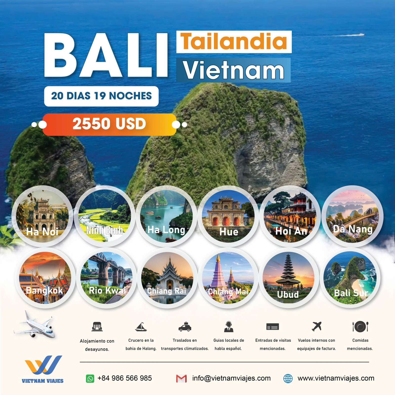 Viaje combinado Bali, Vietnam y Tailandia en regular – 20 días