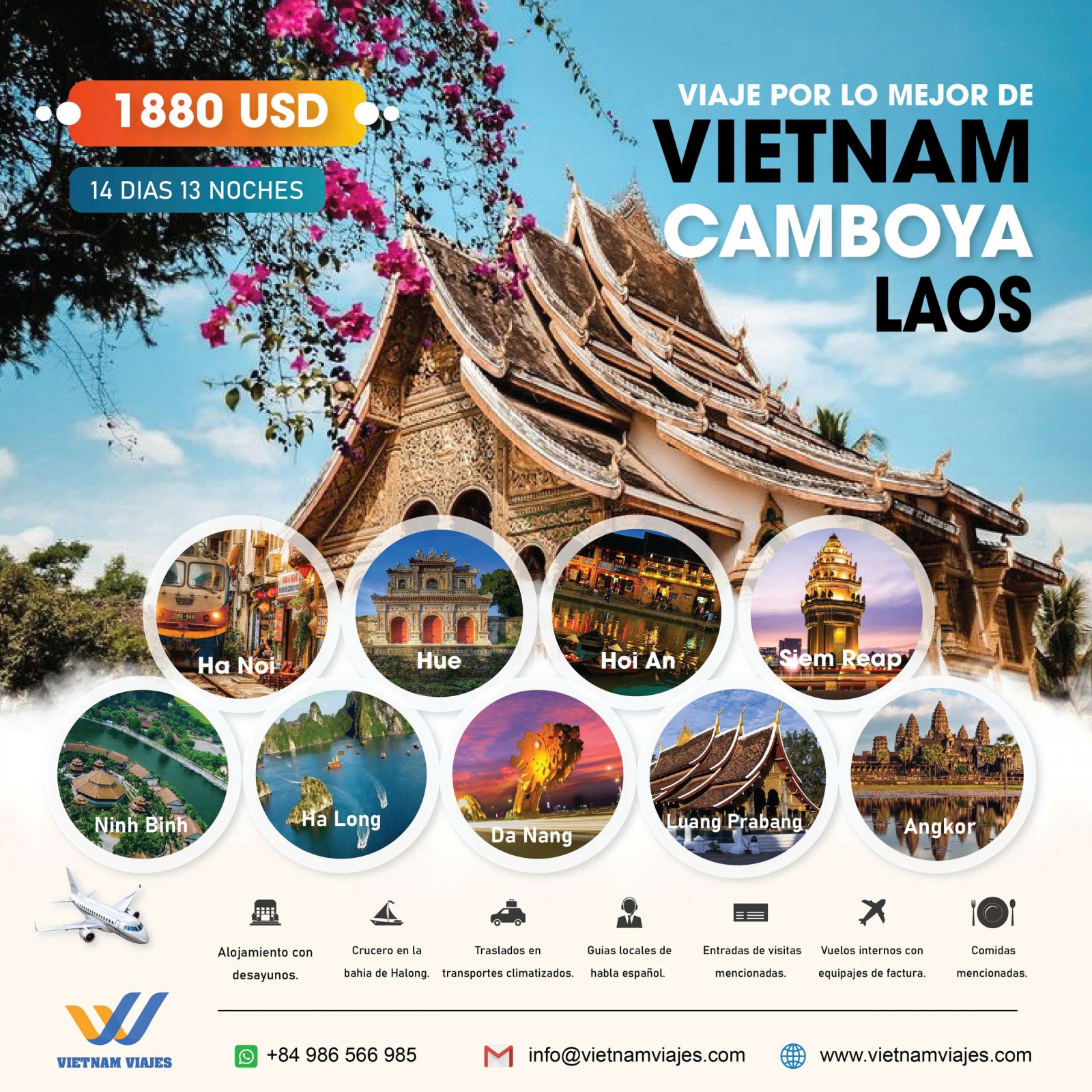 VIAJE POR VIETNAM, CAMBOYA, LAOS Y TAILANDIA EN REGULAR - 20 DIAS 19 NOCHES