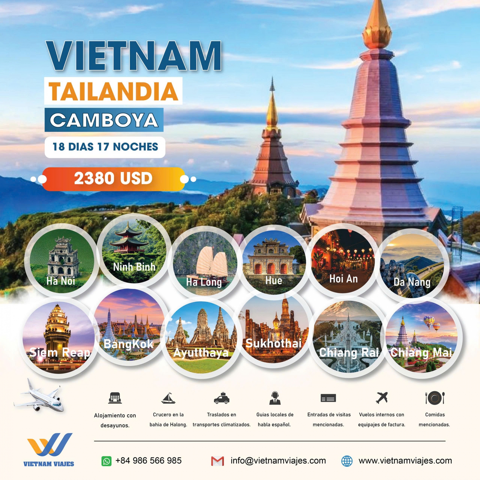 VIAJE COMBINADO POR VIETNAM, CAMBOYA Y TAILANDIA – 18 DIAS 17 NOCHES